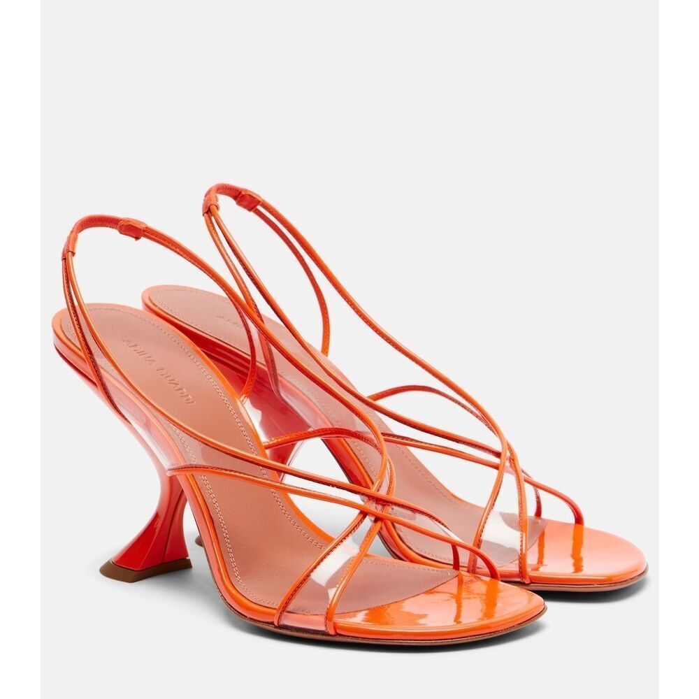 AMINA MUADDI Lena Orange Patent Leather, Pvc Sandals New & Authentic Size 40 10